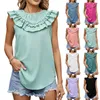 Damesblouses Blusas MujerElegantesZomer Effen geplooide ronde kraag Chiffon blouse met ruches Blancas De Mujer Juveniles