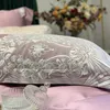 Set di biancheria da letto in pizzo da sposa principessa di lusso in cotone broccato di alta precisione Set copripiumino o copriletto trapuntato federa 240112