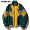 MANNAN Vintage Multicolor Color Block Patchwork Windbreaker Jackets Autumn Hip Hop Streetwear Zip Up Track Casual Jackets 240111