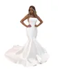 2024 Simple Mermaid Wedding Dresses Strapless Sleeveless Plus Size Bridal Gowns vestidos de novia Sweep Train Satin