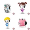 100 ٪ 925 Sterling Silver Colorful Girl Boy Doctor Glow Clow Charms Pink Pig Beads Fit Pando 925 Pracelet Diy Jewelry Gift