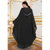 Ethnic Clothing Muslim Kaftan Abaya Dress Kimono Women Dubai Open Abayas Turkish Beads Chiffon Hooded Elegant African Big Loose Boubou