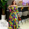 Robes de grande taille épaules dénudées femmes robe Maxi tempérament élégant bustier tubulaire dos nu manches bouffantes taille haute à lacets Boho