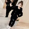 winter girls tracksuit Autumn Toddler Teenager Clothes tiger velvet jacket hoodie Pant Children Kids 8 9 10 11 12 year 240111