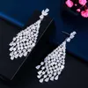 Dangle Earrings CWWZircons Shiny White Cubic Zirconia Big Long Chandelier Drop For Brides Wedding Engagement Jewelry CZ856