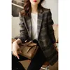 women autumn Wool Coat Retro British Style Plaid Jackets Slim Waist Suit Jacket Lining Spring Blazer Female Outerwear 240111