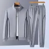 Tracksuits masculinos 2024 primavera plus size esportes terno colarinho de beisebol cardigan casual cor sólida costura conjuntos de homens los hombres conjuntos