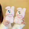 3D weiche Silikon-Handyhüllen für iPhone 15 14 13 12 11 Pro Max 14pro 15 14promax Cartoon süßes Design Mädchen Beschützer rosa Kaninchen Mode Cover 1 Stück