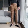 Erkek pantolon marka giyim bahar sonbahar yüksek kaliteli iş takım elbise pantolon/erkek ince fit rahat bel ofis elbisesi 36-28