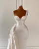 2024 Sexy Mermaid Wedding Dresses One Shoulder Pearls Plus Size Bridal Gowns vestidos de novia Satin Overskirts Detachable Train