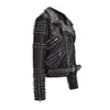 SEVEYFAN Klinknagel Death Patch PU Leer Punk Rock Jassen Slanke Motocycle 3D Sketelon Patroon Uitloper met Riem Mannelijke Vrouwelijke 240112