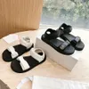 Top quality Sheepskin Comfortable Classic the row shoes Casual flat sandals slides for women Simple buckle Beach shoes Luxury designer sandals Factory With box