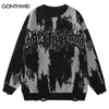 Hiphop rippade tröjor grunge y2k vintage stickad punk gotiska streetwear jumpers män kvinnor harajuku mode pullover 240112