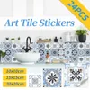 24PCS Tile Sticker Kitchen Wall Waterproof And Oilproof Selfadhesive Wallpaper 3d Retro Art Pattern Removable Bathroom Decals 240112