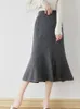 Women's Cashmere Mermaid Skirt 100% Wool Sweater Casual Knitted Fishtail Dress Slim Monochromatic Skirt Autumn and Winter Fa 240111