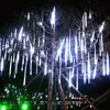 Luzes de corda de chuva de chuva de meteoros de 11,81 polegadas, 8 tubos de luzes de corda de LED, decorações de pátio ao ar livre à prova d'água Decoração de feriado de árvore de casamento Navidad