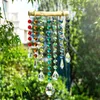 التماثيل الزخرفية HD Crystal Sun Catcher شقرا شاكرا الخفيفة المنشورات قلادة قوس قوس قزح الدقات معلقة الديكور لنافذة عيد الميلاد