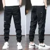 Herenbroeken Zomer Donkerkaki Casual Heren Koreaanse stijl Streetwear Katoenen elastische taille Trekkoord Joggersbroeken