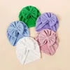 Novo chapéu do bebê grande arco recém-nascido gorro sólido macio infantil pulôver chapéu headwrap bowknot crianças chapéu indiano bebê meninas bonito gorro