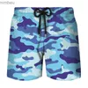 Herrshorts Summer Men's Quick Dry Beach Shorts Badkläder Fashion Men's Swim Trunks Camouflage 3D Printing Fitness Sports Shorts Beachwearl240111