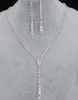 Bling crystal brud smycken set silver pläterad halsband diamantörhängen bröllop smycken set brud brudtärnor tillbehör7378960