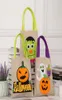 Halloween Cartoon Present Wraps Trick or Treat Bags Witch Pumpkin Candy Handväskor Bäckväv Tygväska Återanvändbar presentförpackning Kids Party Dec4981170