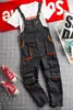 Herren Jeans Männer Langarm Cargo Overalls Lätzchen Hosen Reißverschluss Fliegentaschen Strampler Overall Lässiger Overall Plus Größe Uniform5XL AnpassenL240111