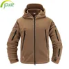 Jaqueta softshell de lã ao ar livre militar tático homem polartec térmico polar com capuz casaco roupas do exército 240111