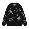 Sweats à capuche pour hommes Sweatshirts Vintage Spider Graphic Broken Cut Pull pour hommes et femmes Pull surdimensionné à manches longues Pulls tricotés Unisexe Cloingyolq