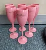 Roze Plastic Wijnglazen Voor Meisjesfeest Bruiloft Drinkware Onbreekbare Witte Champagne Cocktail Fluiten Beker Acryl Elegante Cups2855273