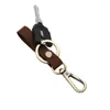 Keychains Style Personality Handmade Leather Keyring Retro Vintage Bronze Car Keychain Pendant Waist Hanging Men Women Jewelry Gift 35