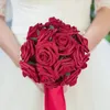 装飾的な花人工バラ本物の外観の偽物結婚式の花束センターピースブライダルシャワーパーティーホームデコレーション