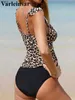 Domowe odzież kąpielowa S- XL Ruffle Deep v Leopard żeński strój kąpielowy w bikini Kobiety Dwuczęściowy zestaw Bather Bathing Suit Swim V4311 YQ240112