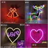 LED Neon Sign MTI Styles Panneaux lumineux Lampe de décoration murale Rainbow Batterie ou USB Table à piles Veilleuses pour filles Enfants Chambre de bébé Dhq0B