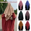 Mulheres muçulmanas duas camadas hijab cachecol xale envoltório ramadan chiffon lenço médio oriente dubai turquia cor sólida abaya 240111