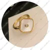 Verlovingsringen voor vrouwen Dupes ontwerpers Vintage ring 18k geel goud diamant mode luxe sieraden meisje bruiloft klaver ring nieuw met doos