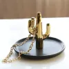 Скандинавская керамическая ювелирная пластина с золотым кактусом, экспортное кольцо, ожерелье, поднос для хранения ювелирных изделий, креативные украшения, фигурки, миниатюры LL