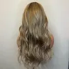 Perruque de cheveux humains péruviens doux à reflets blonds avec frange pour femmes, perruque de simulation de cheveux humains, perruque Full Lace Front Wig pour femmes