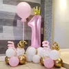 Décoration de fête bébé garçon fille Ins Pastel rose bleu couronne numérique 1 ballon douche 1er premier anniversaire enfants