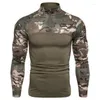 Magliette da uomo T-shirt mimetica a maniche lunghe Camicia casual sportiva alla moda militare all'aperto