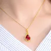 Plaqué véritable collier en or 24 carats safran rouge goutte d'eau pendentif mode féminine chaîne de clavicule cadeau accessoires 999 bijoux en or 18 carats 240111