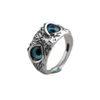 Retro Devil's Eye Uil Ring Creatief overdreven dier Opening Verstelbare Ring Cross Wish 339 170