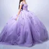 Лавандовое платье Quinceanera с открытыми плечами и кружевной аппликацией в форме бабочки, длинные платья для выпускного вечера Vestido De 15 Anos Quinceanera Princesa