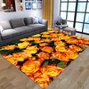 Alfombras Patrón de flores Alfombra Cuadrada Área antideslizante Alfombra de piso Alfombra 3D Comedor antideslizante Sala de estar Estilo de dormitorio suave