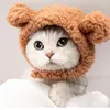 Katze Kostüme 2PCS BearEar Haustier Winter Hut Einstellbare Hund Plüsch Welpen Cosplay Kostüm Warme Kätzchen Po Kopfbedeckung