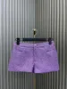 2024 Runway Designer Shorts Define Womens Outfits Elegant Tweed Set Diamante Botão Up Lapela Jaqueta Sem Mangas E Cintura Alta Bolso Skorts 2 Peça Terno