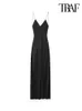 TRAFSatin Party Midi Dress для женщин на тонких бретелях, сексуальные платья с открытой спиной, женская мода 240111