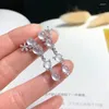 Dangle Oorbellen Creatieve Sneeuwvlok Natuurlijk Zaad Jade Merg Voor Vrouwen Lange Ronde Lichte Luxe Witte Verlovingssieraden