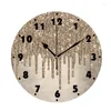 Wall Clocks Modern Grey Silver Faux Metallic Ice Sparkle Drip Clock For Living Room Glitter Drizzle Art Watch Home Decor 12 14inch