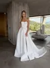 Boho A line Wedding Dresses Bone Bodice Strapless Slit Satin designer wedding bridal gowns